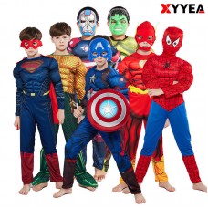XYYEA Children's Muscular Spider-Man Jumpsuit Cosplay Costume