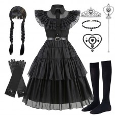 Wednesday Addams Family black chiffon dress
